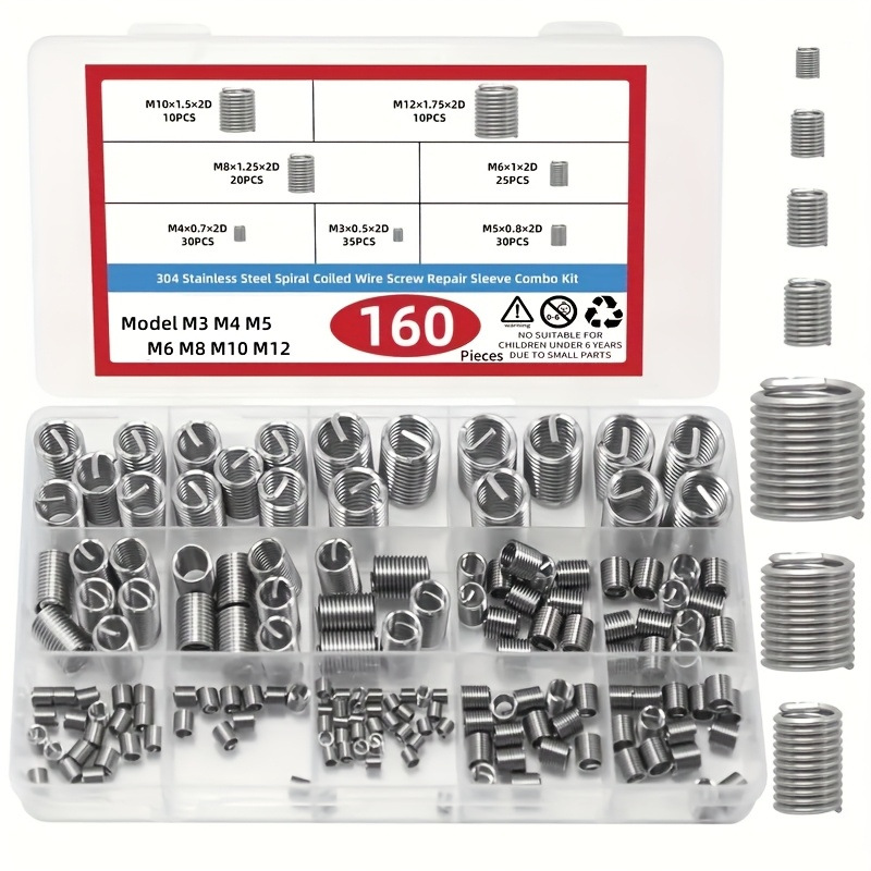 160Pcs Steel Wire Insert Screw - Socket Set 评论和价格