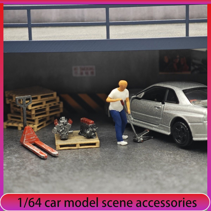 1:64 Car Model Repair Shop Sce - Car Jack 评论和价格